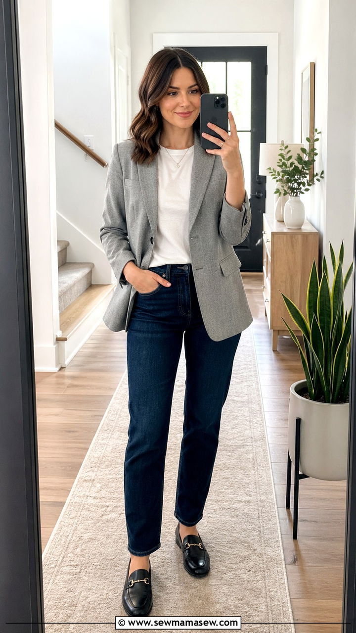 Blazer with Jeans and Loafers Outfit - 30 Social worker outfit ideas