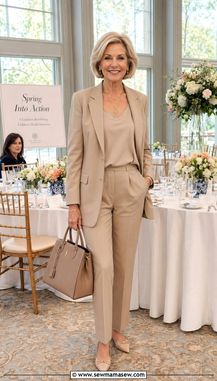 Blazer with Matching Trousers Suit Outfit - 30 Best blazers for women over 60