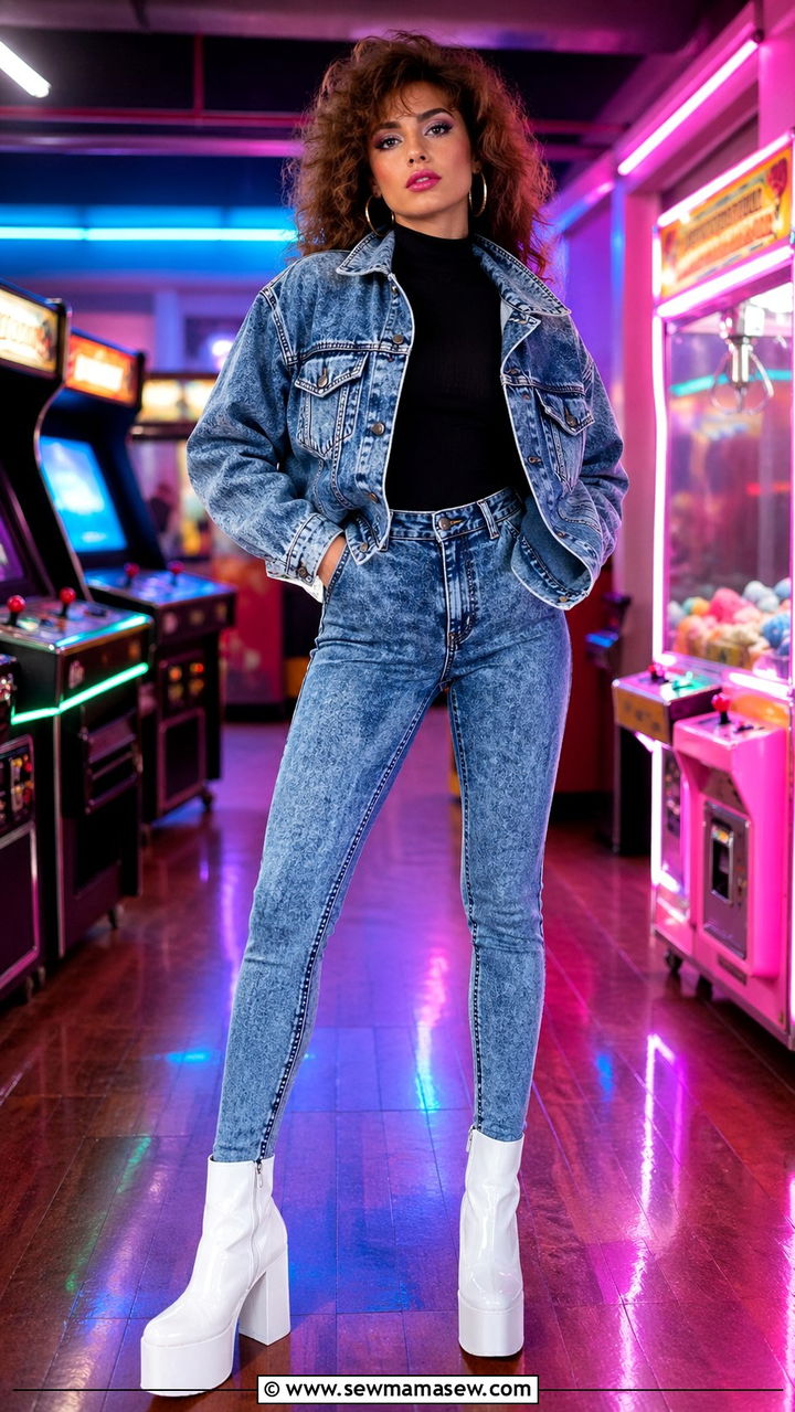 Blue Acid Wash Denim Jacket And Jeggings - 40 All denim blue outfit ideas