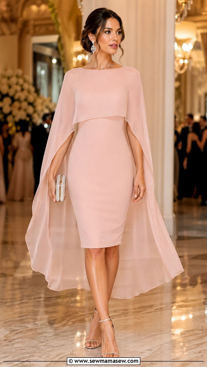 Blush Cape Dress Outfit - 40 All blush outfit ideas