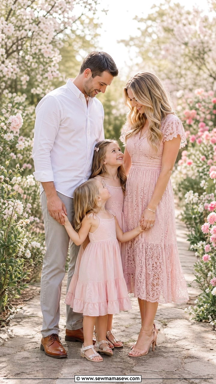 Blush Pink Summer Family Photo Outfits - 35 Summer family photo outfits