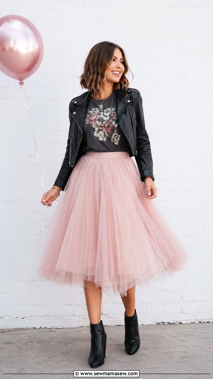 Blush Tulle Skirt and Graphic Tee Spring Birthday - 35 Spring birthday outfit ideas