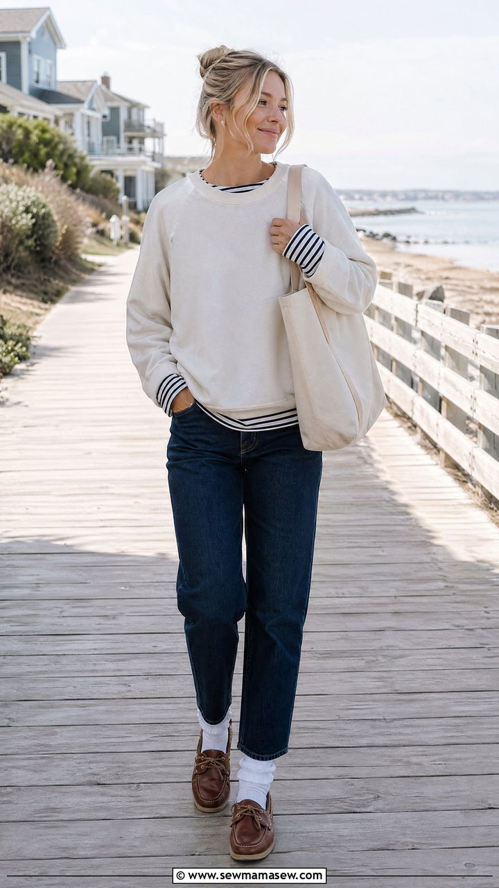 Boat Shoes Dark Denim And Ruffled Crew Socks - 35 spring street style outfit ideas