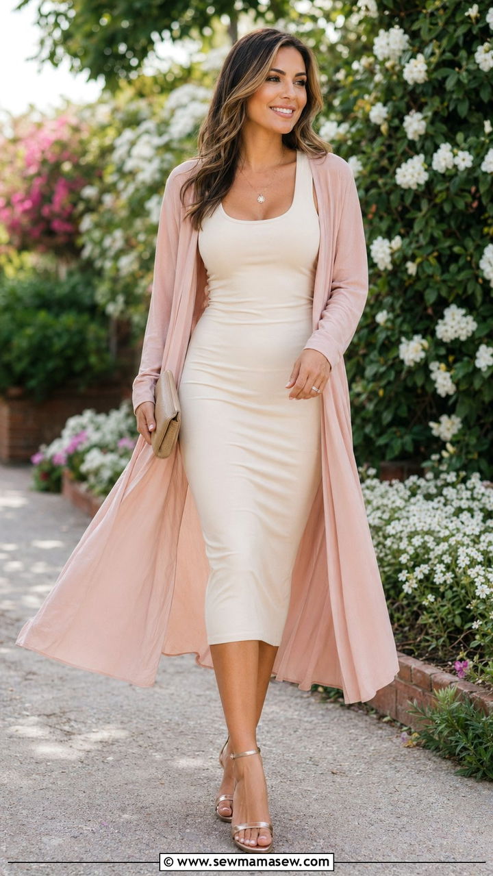 Bodycon dress with duster cardigan - 30 Bodycon dress outfit ideas with a cardigan