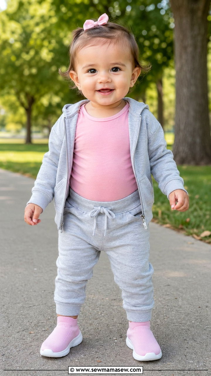 Bodysuit and Joggers Casual Outfit - 30 Baby girl outfit ideas