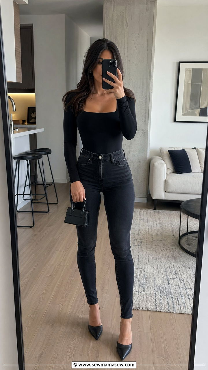Bodysuit with skinny jeans - 35 skinny jeans outfit ideas for women