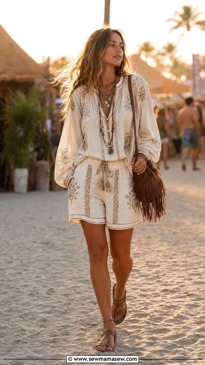 Bohemian Bermuda Shorts Matching Set - 30 Bermuda shorts matching set outfit ideas