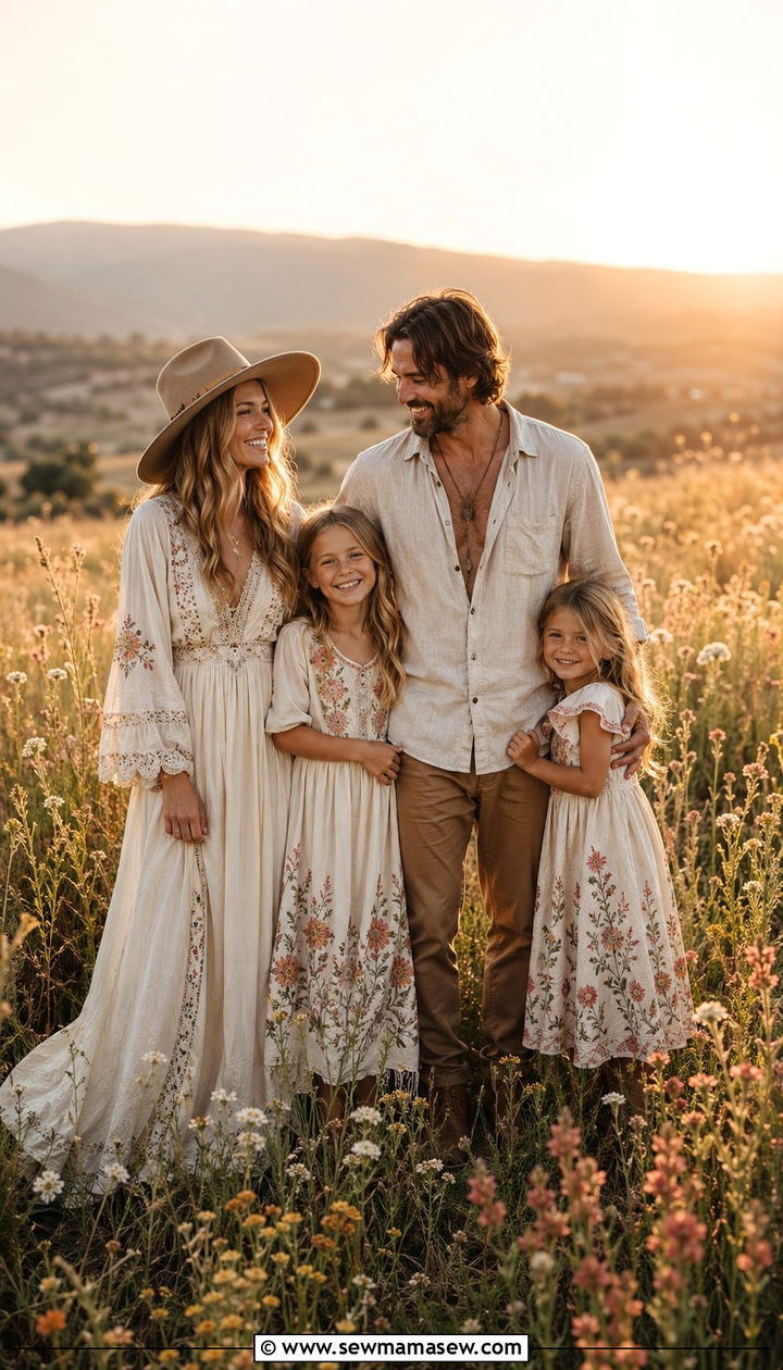 Bohemian Maxi Dress Family Photo Outfits - 30 What to wear for summer family photos