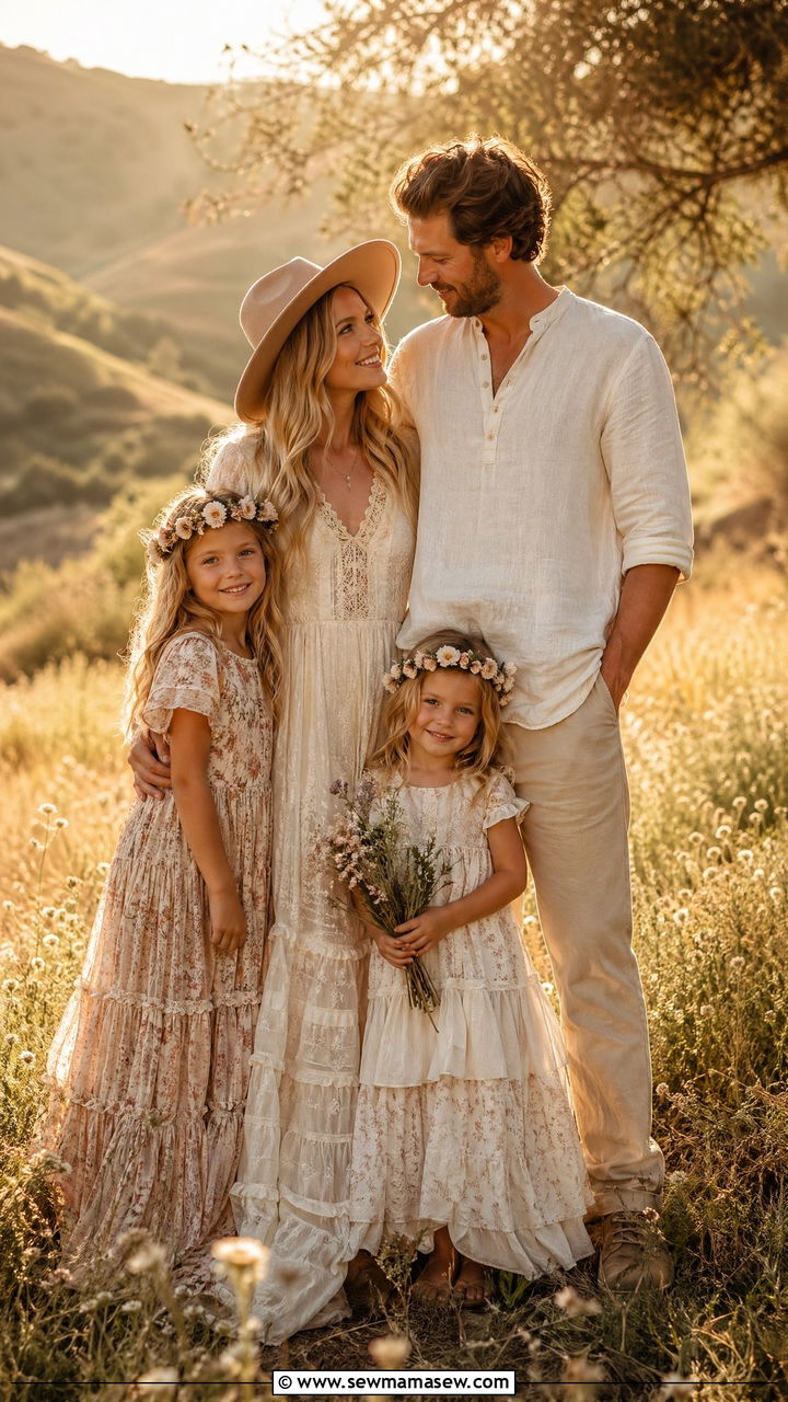 Boho Chic Spring Family Picture Look - 35 spring family photoshoot outfit ideas