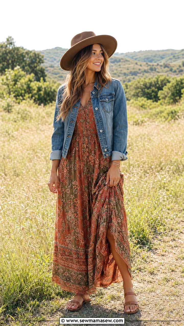 Boho Floral Maxi Dress Outfit - 30 Aesthetic spring outfits