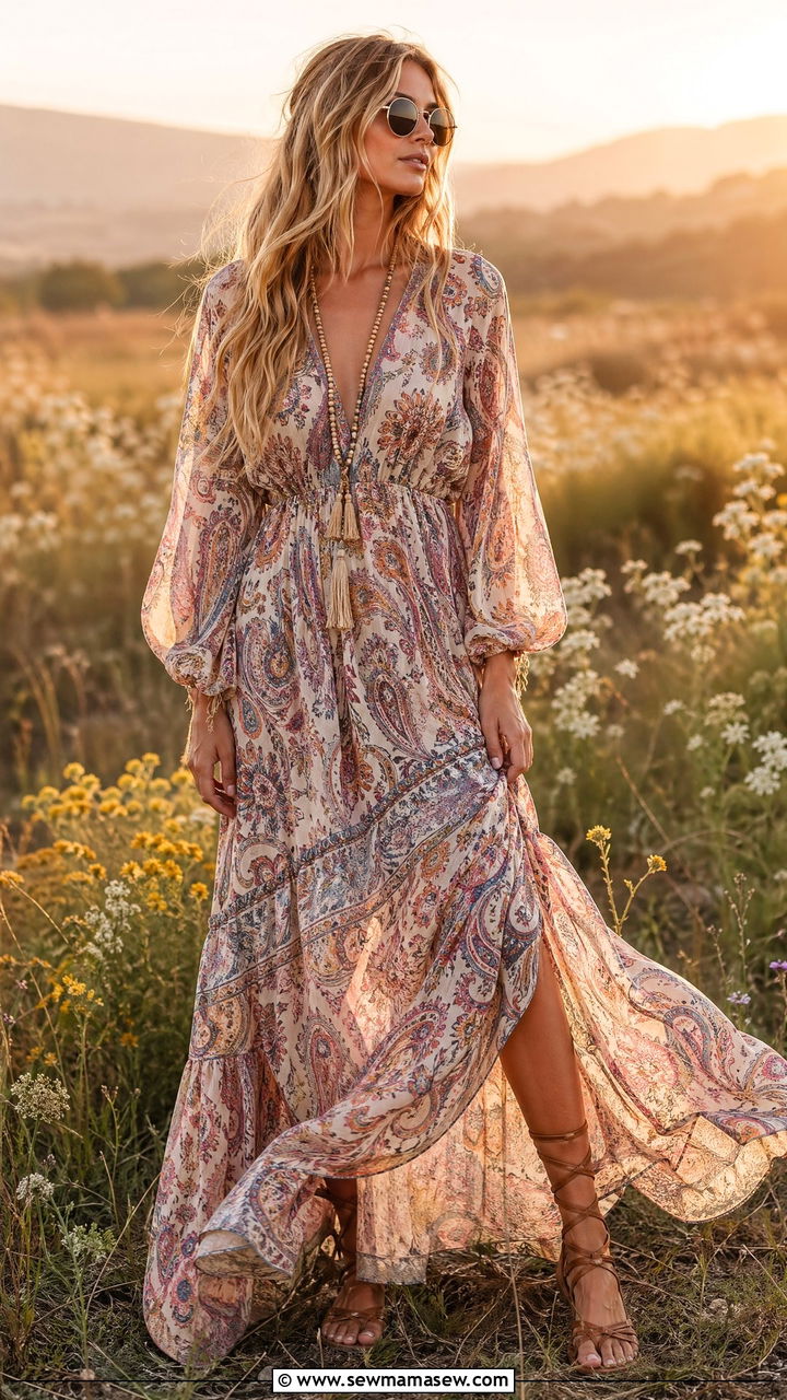 Boho Maxi Dress Summer Romantic Outfit - 35 summer romantic outfits
