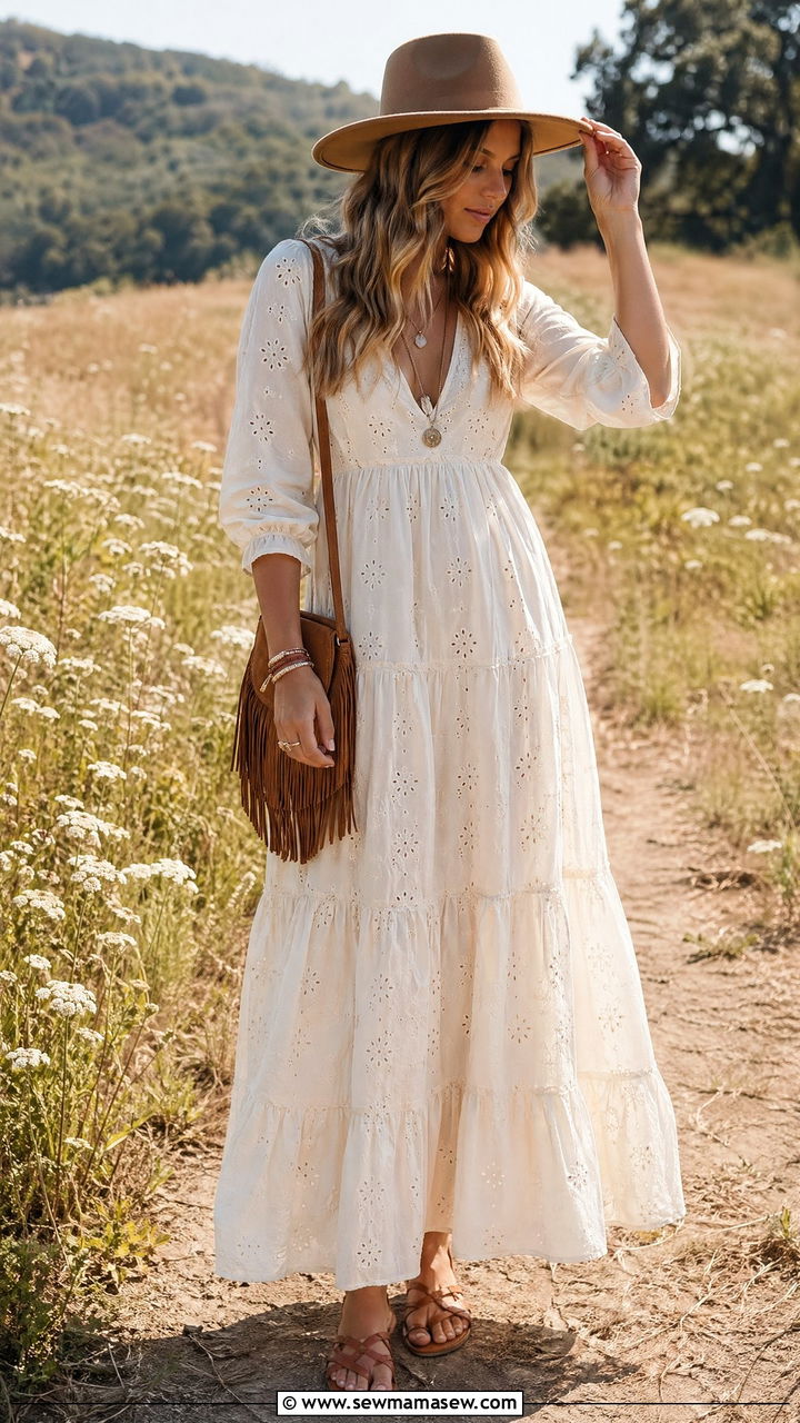Boho Maxi Dress With Sandals Outfit - 35 Spring outfits for women
