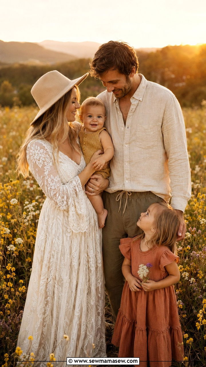 Boho Spring Family Photo Outfits - 30 What to wear for spring family photos