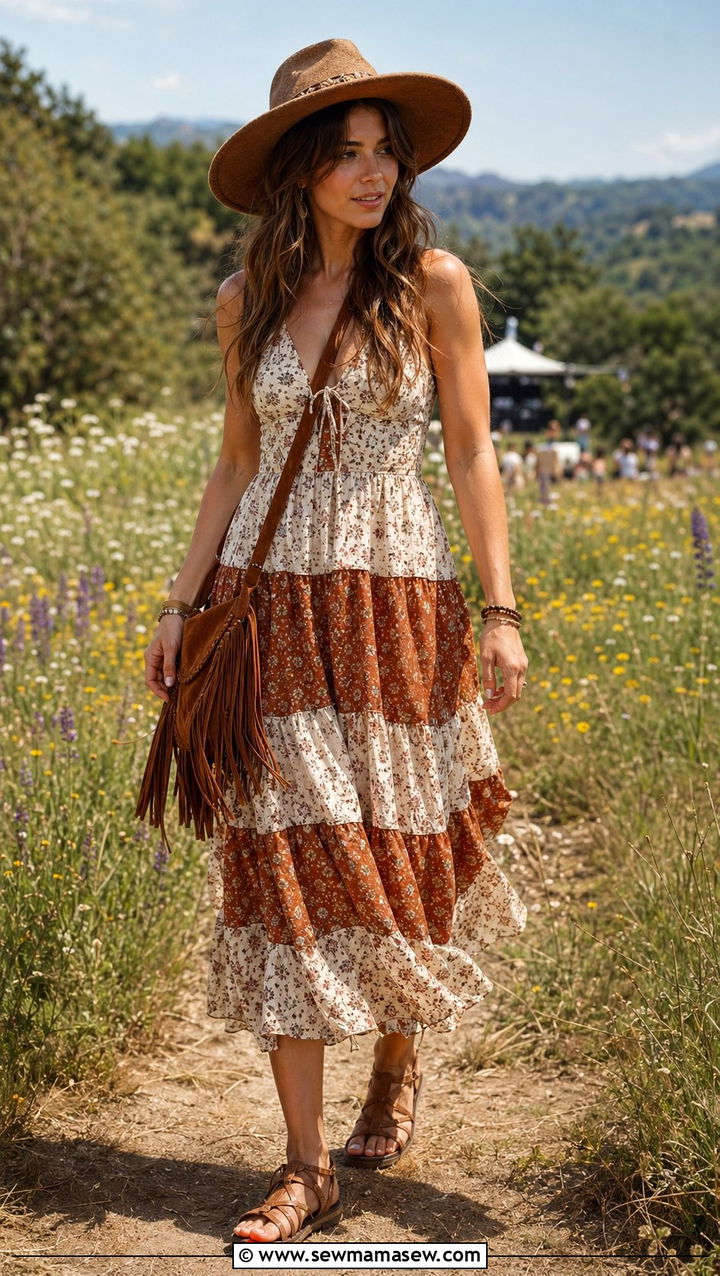 Boho floral dress and sandals concert outfit - 30 What to wear to a spring concert