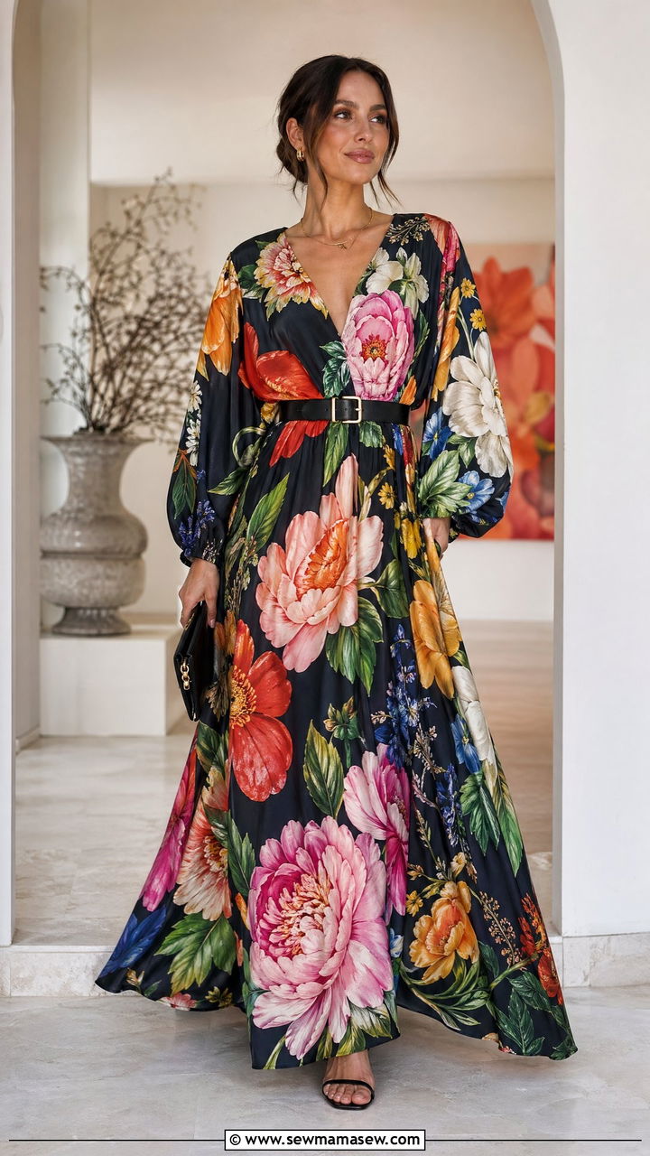 Bold Maximalist Floral Maxi Dress - 35 spring floral outfit ideas