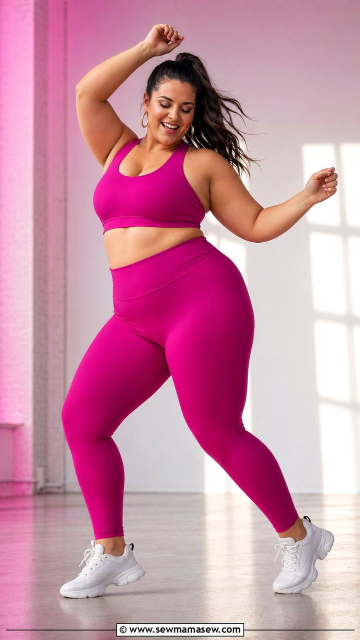 Bold Pink Activewear Set - 35 Plus size workout outfit ideas