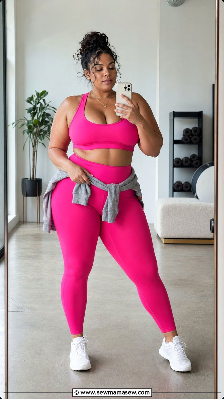Bold Pink Monochrome Activewear Set - 35 Plus size gym outfit ideas