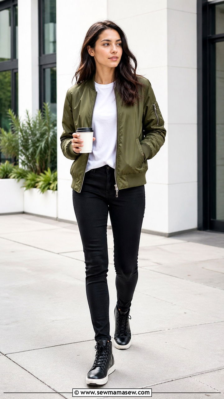 Bomber Jacket and Black Jeans Outfit for Software Engineers - 30 Software engineer outfit ideas