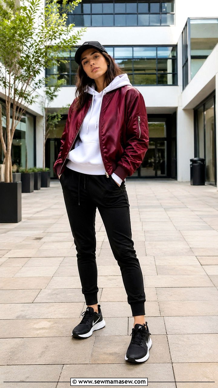 Bomber Jacket and Joggers School Outfit - 30 school outfits aesthetic