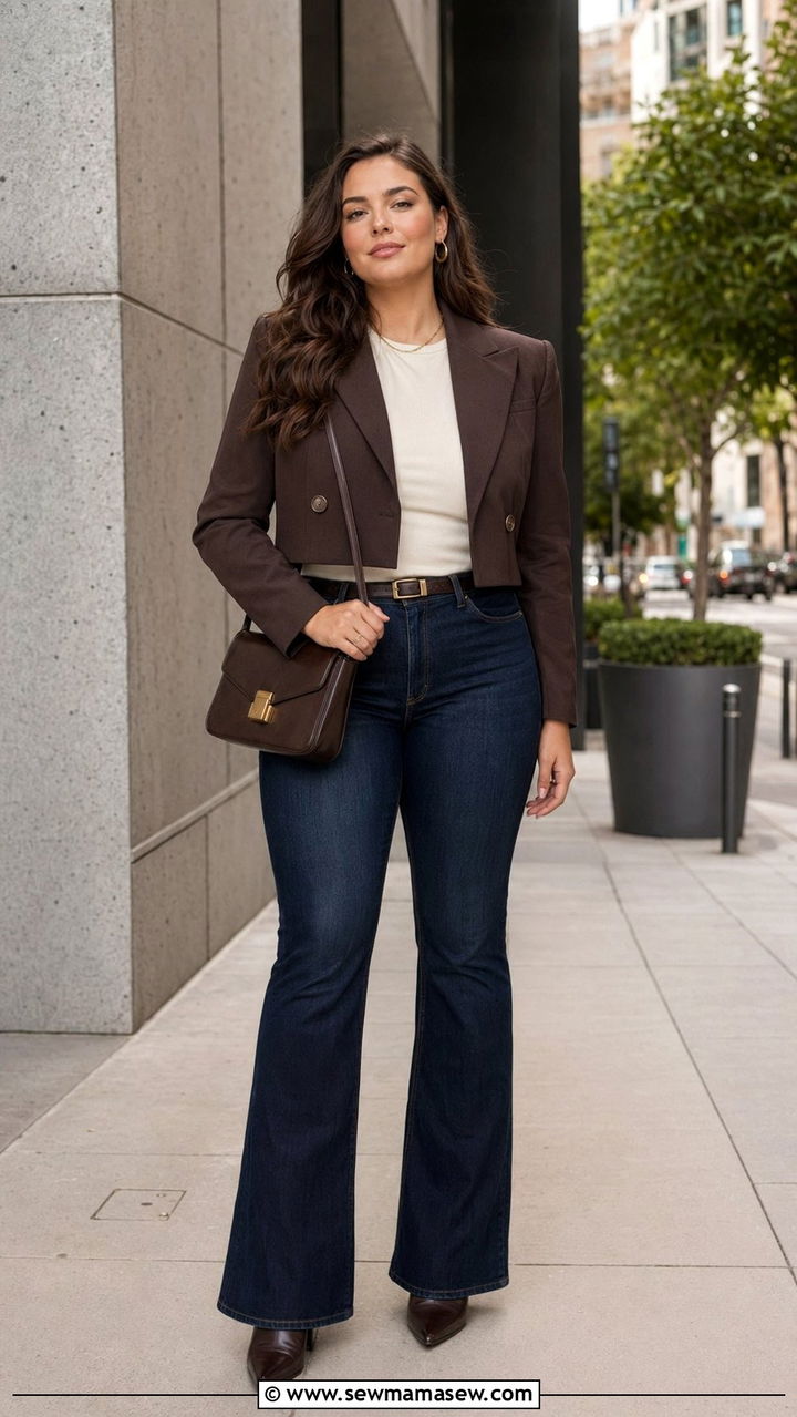 Bootcut Jeans With Cropped Blazer - 30 Best jeans for curvy women