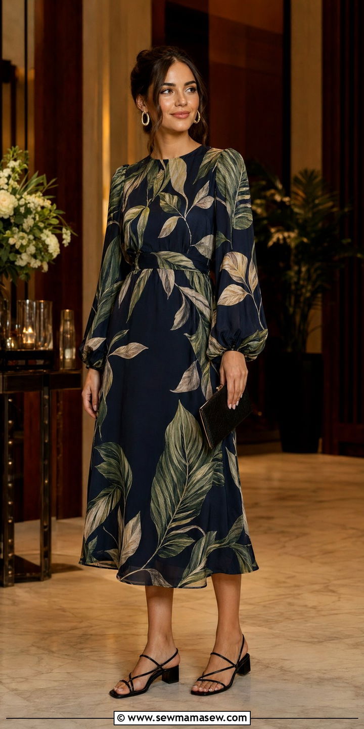 Botanical Print Dress Wedding Guest - 30 wedding guest outfits for modest women
