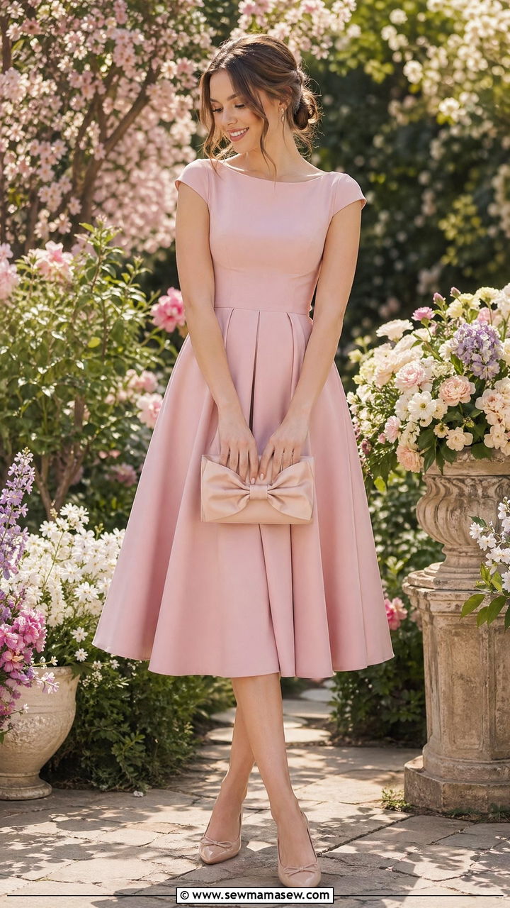Bow Clutch Bag With Feminine Dress - 35 Clutch bag outfit ideas
