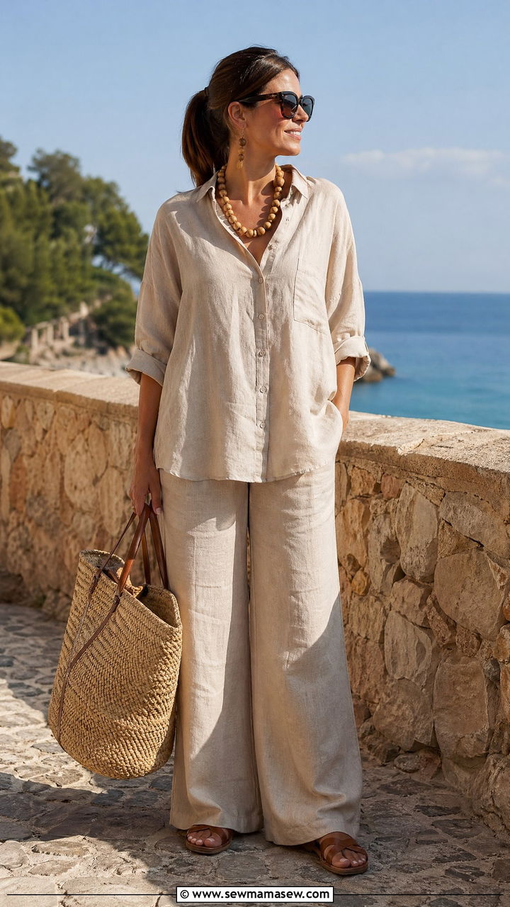 Breezy Linen Pants with Relaxed Blouse - 35 spring mother's day outfit ideas