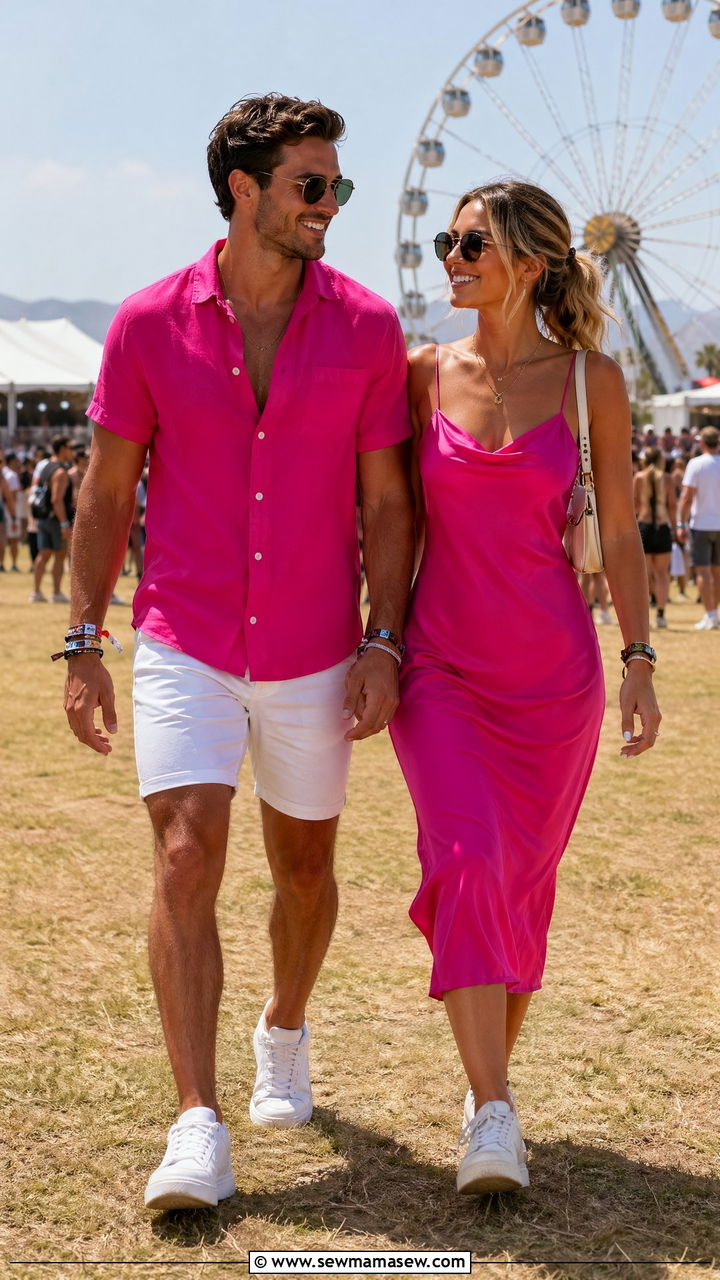 Bright pop of color matching set - 35 Summer matching outfits for couples