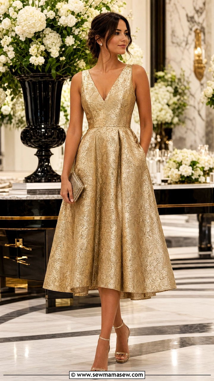 Brocade Dress Wedding Guest Outfit Long Torso - 30 wedding guest outfits for long torso women