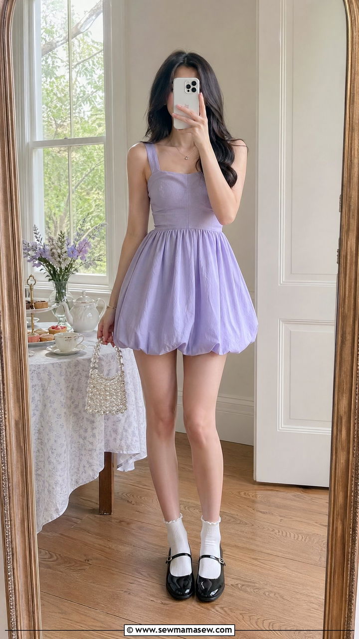 Bubble Hem Mini Dress And Mary Jane Flats - 35 Summer picnic outfits