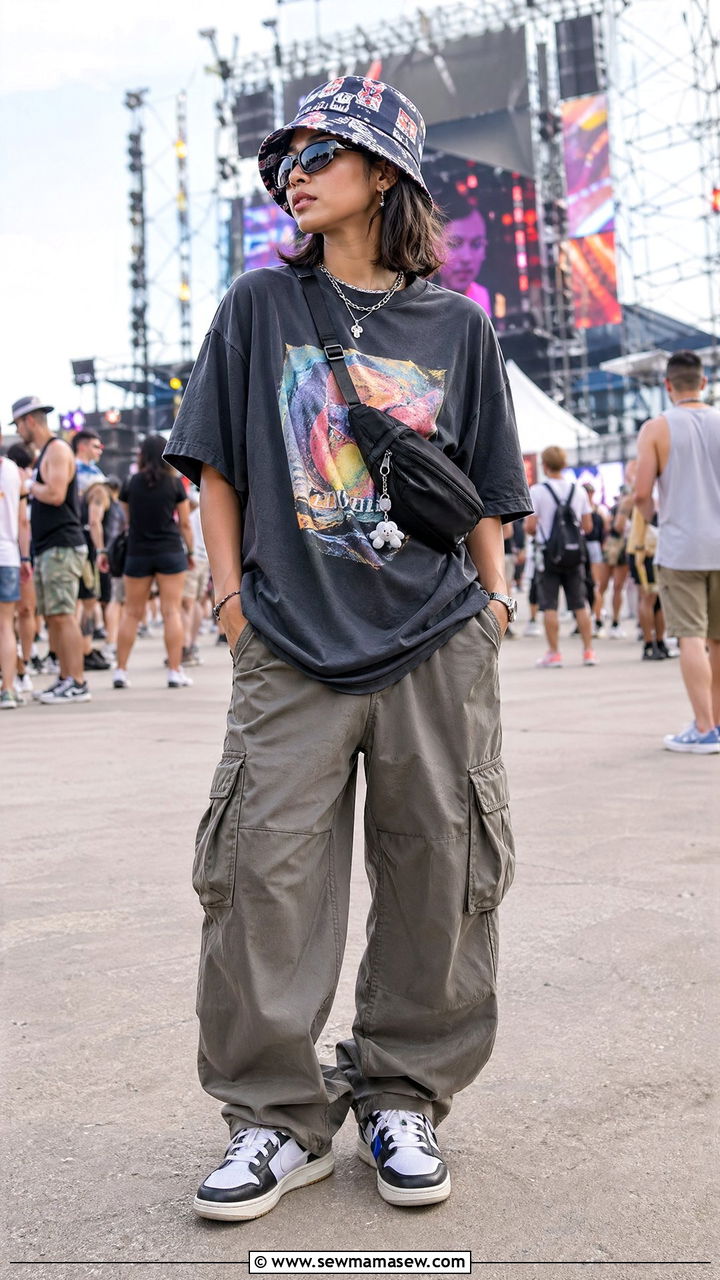 Bucket Hat Streetwear Festival Outfit - 35 what to wear to a music festival