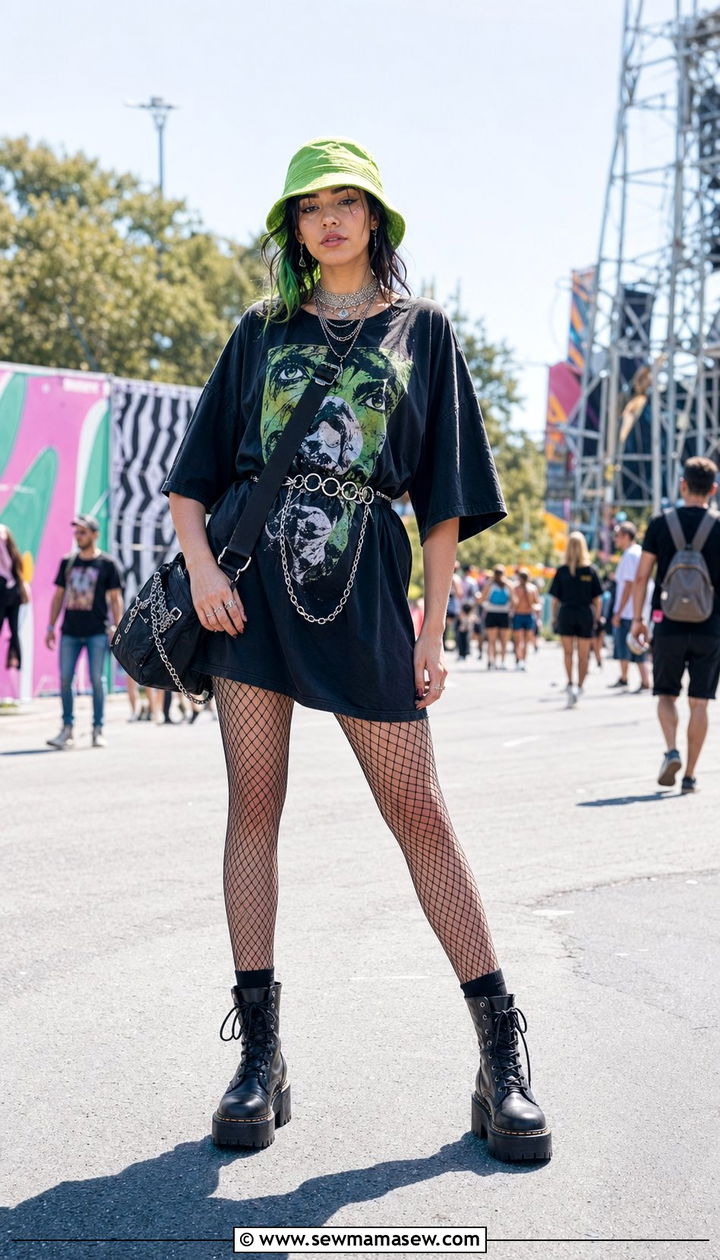 Bucket Hat and Oversized Graphic Tee Outfit - 30 Y2K outfits aesthetic