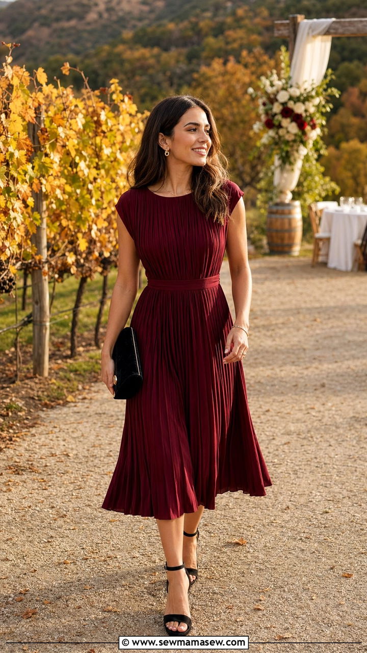 Burgundy Fall Wedding Guest Outfit - 30 wedding guest outfits 2026