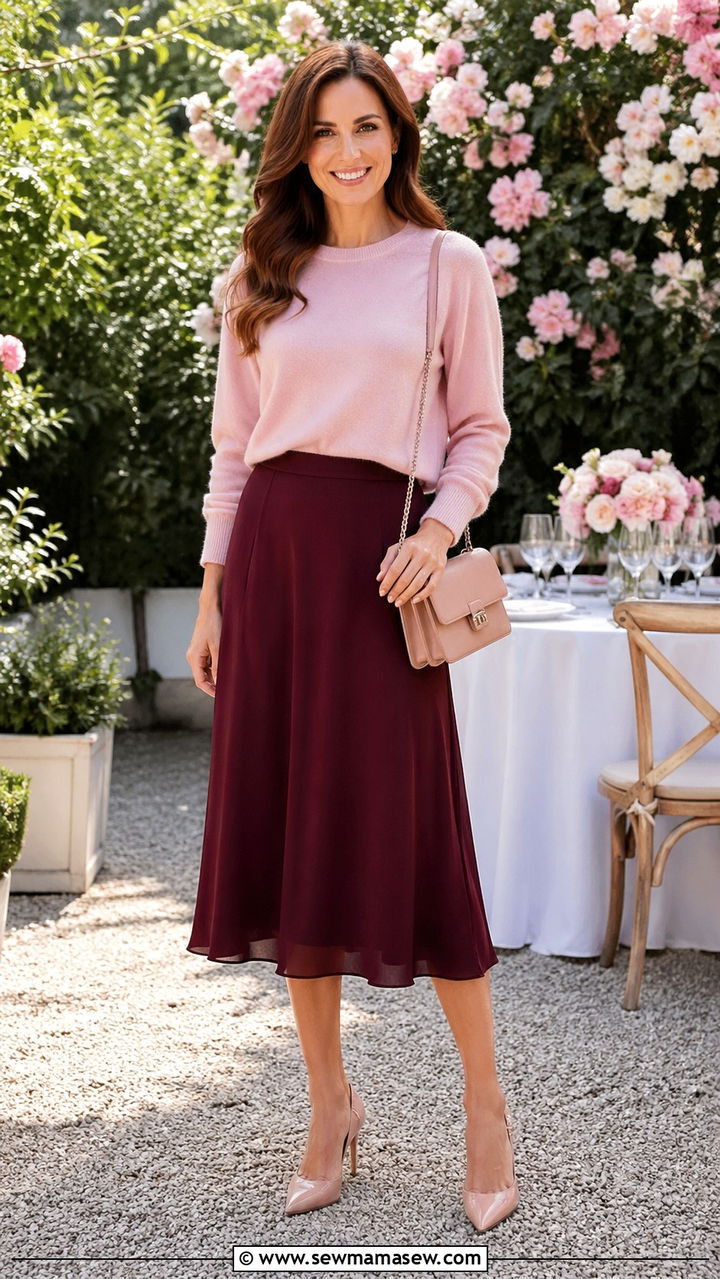 Burgundy and pink tonal outfit - 40 All burgundy outfit ideas