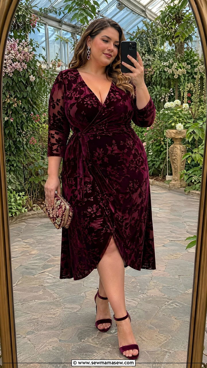 Burnout Velvet Dress Plus Size Wedding Guest - 35 Wedding guest outfits curvy women