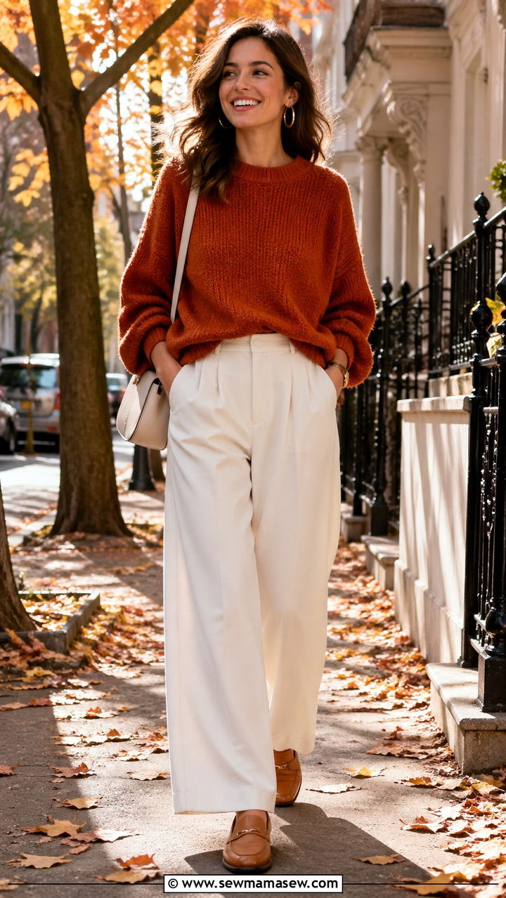 Burnt orange dress with knee high brown boots - 40 All burnt orange outfit ideas