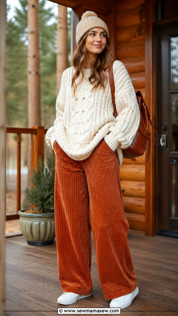 Burnt orange jumpsuit with neutral heels - 40 All burnt orange outfit ideas