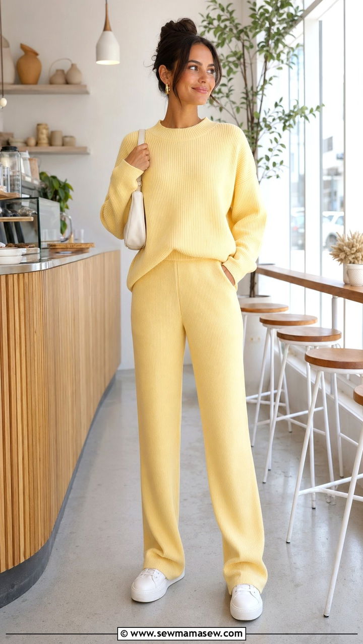 Butter Yellow Knit Co ord Spring Outfit - 35 Pastel spring outfits