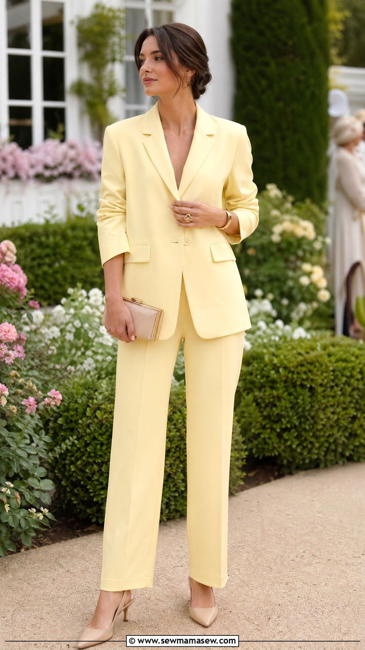 Butter Yellow Monochrome Blazer and Trousers - 35 spring quiet luxury outfits