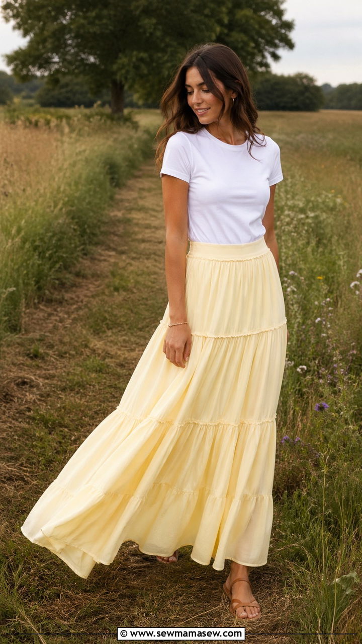 Butter Yellow Satin Skirt With Grey Pullover - 40 All butter yellow outfit ideas