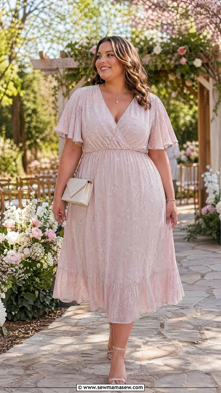 Butterfly Sleeve Dress Plus Size Wedding Guest Outfit - 35 Wedding guest outfits curvy women