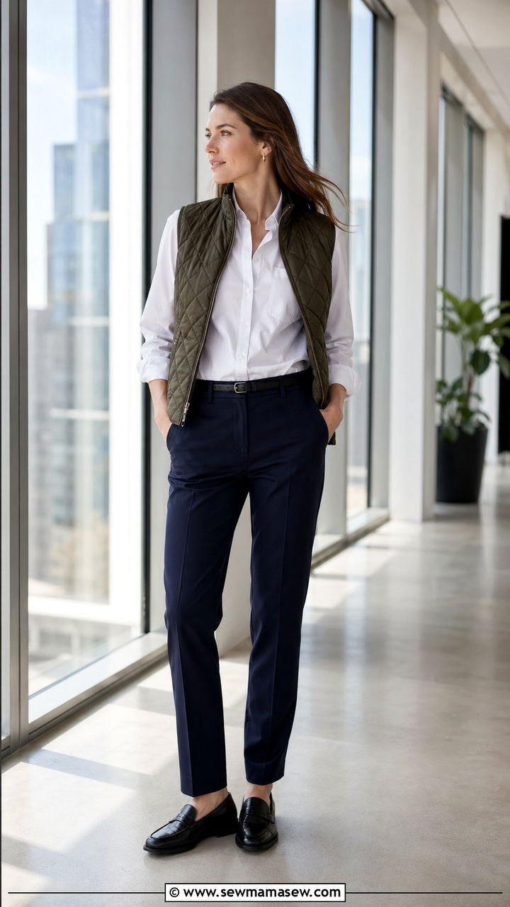 Button Down Shirt With High Waisted Trousers - 30 Windy day outfit ideas