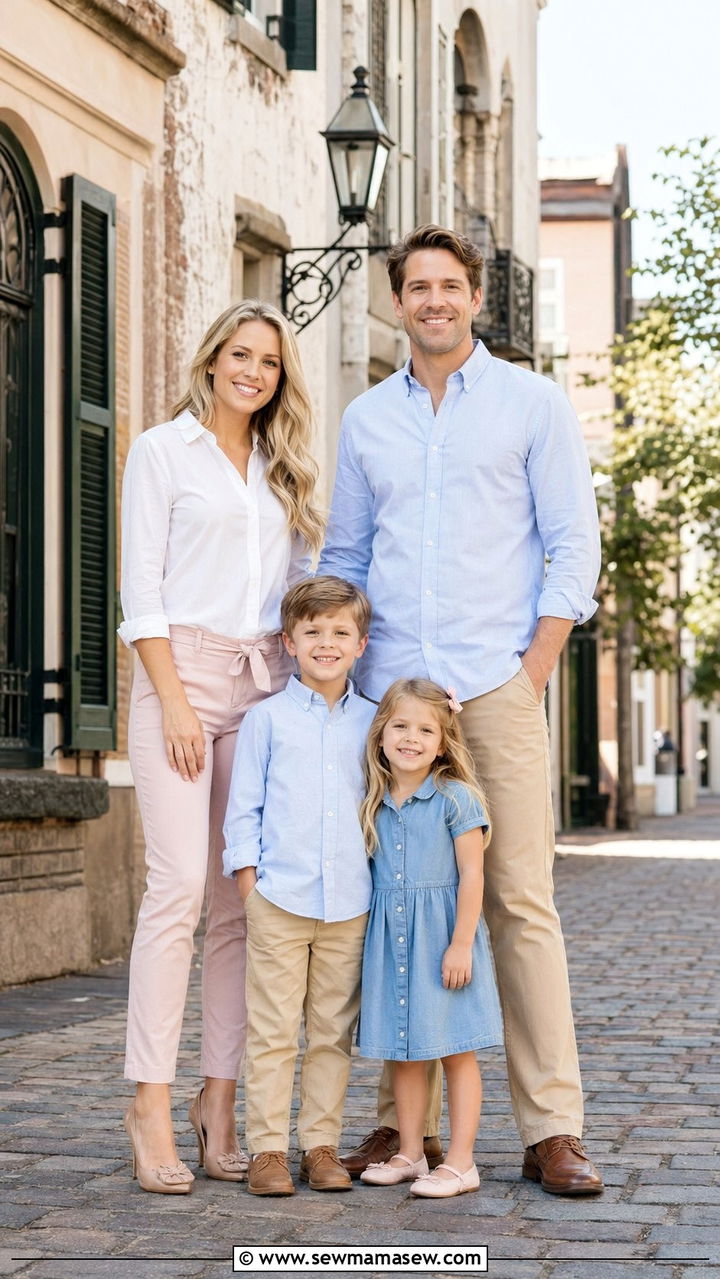 Button Down Shirt and Chino Family Photos - 30 What to wear for spring family photos