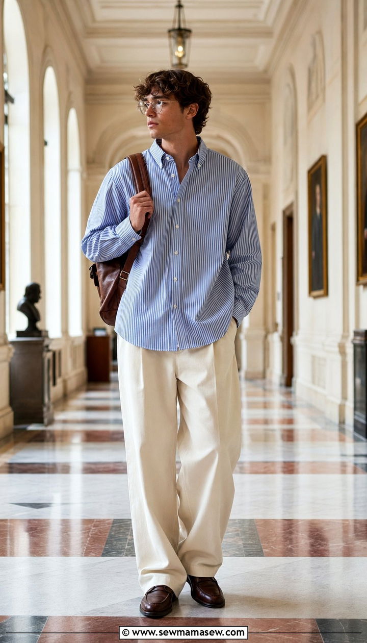 Button Down Shirt and Wide Leg Trousers Outfit - 30 Back to school outfit ideas aesthetic 2026