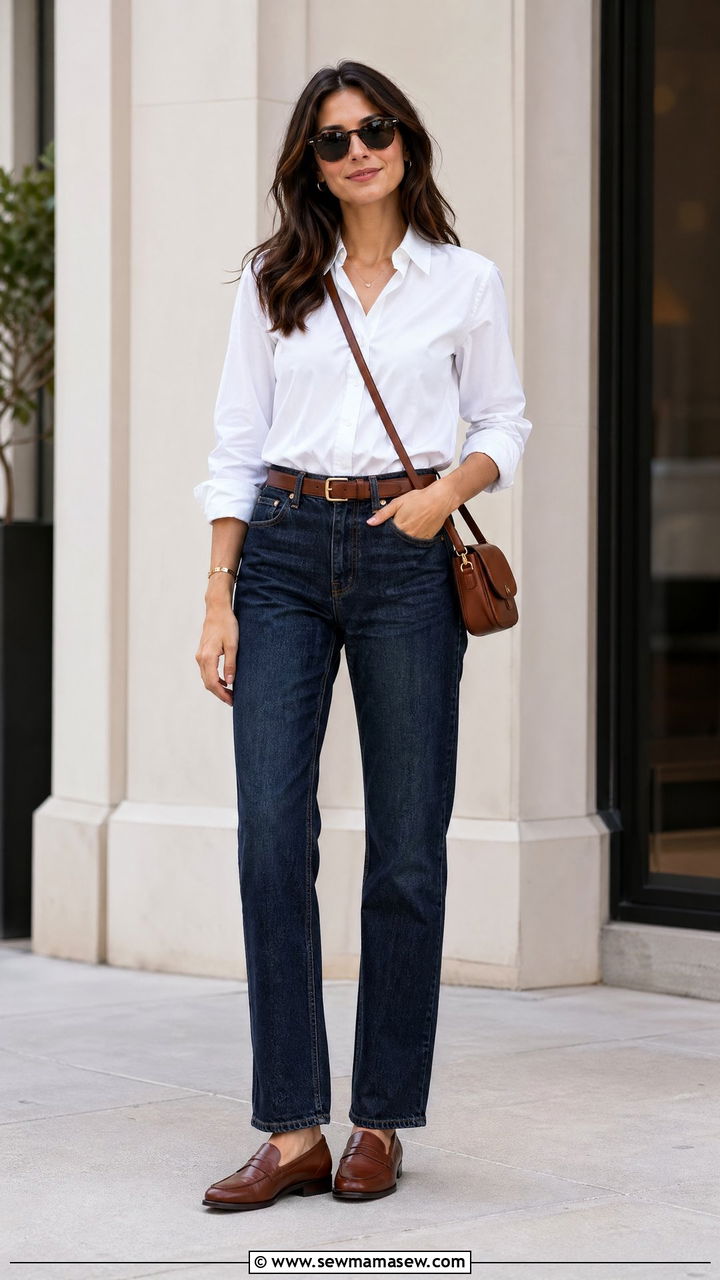 Button down shirt and jeans outfit - 35 Smart casual outfit ideas for women