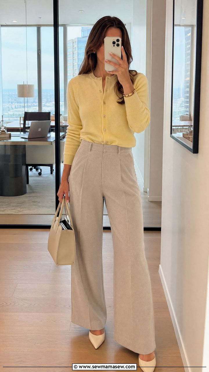 Button front cardigan worn as a top - 35 Summer outfits with cardigans