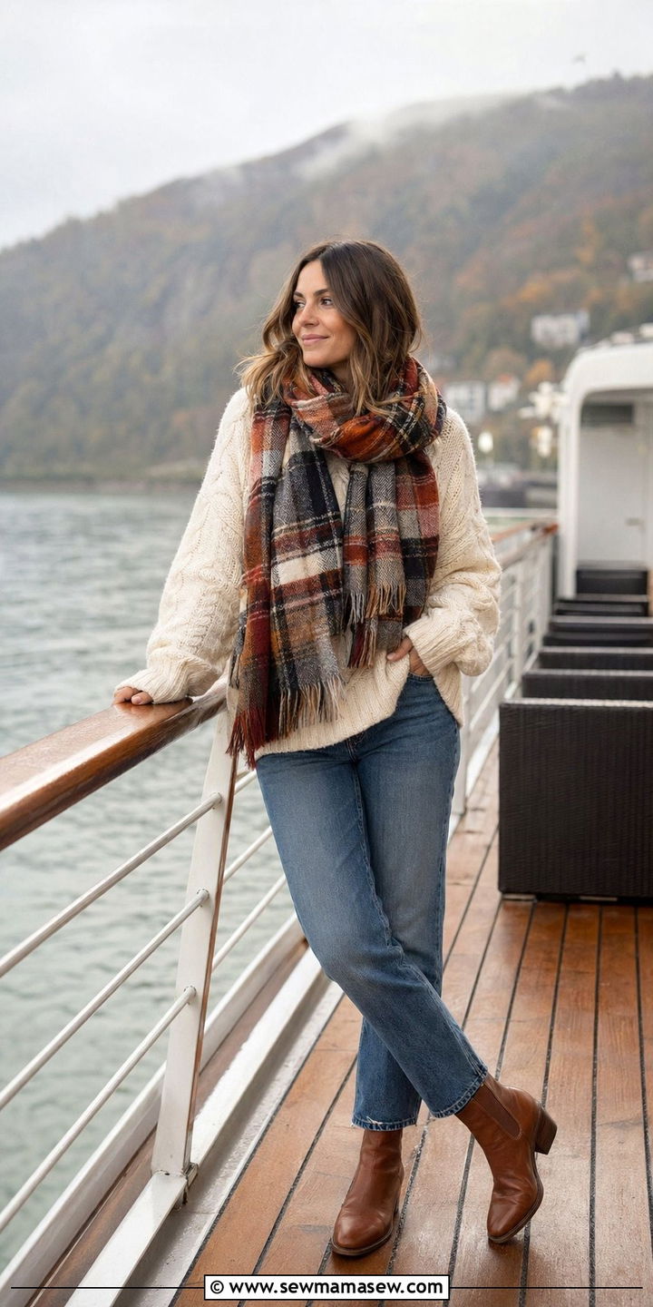 Cable knit sweater and jeans river cruise - 35 River cruise outfit ideas