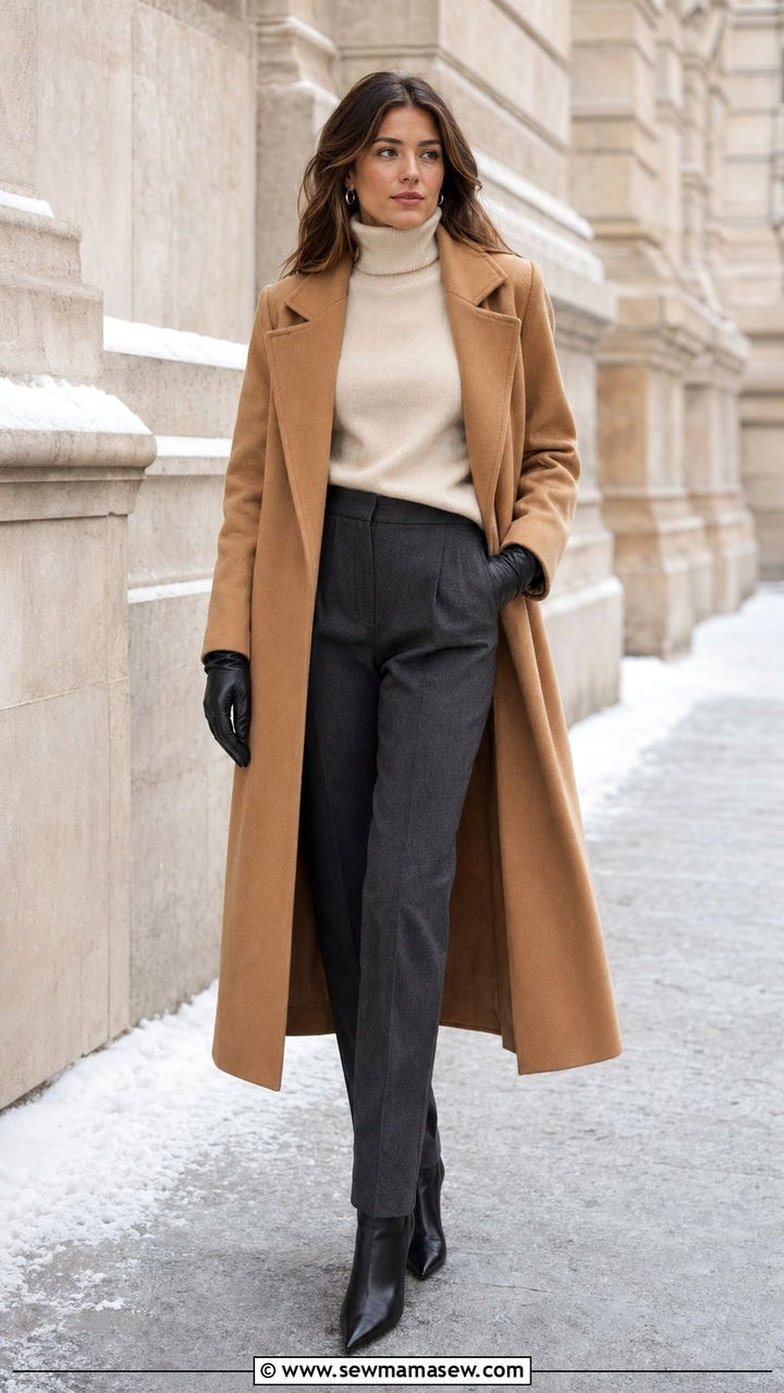 Camel Wool Coat Outfit - 35 Old money wardrobe essentials