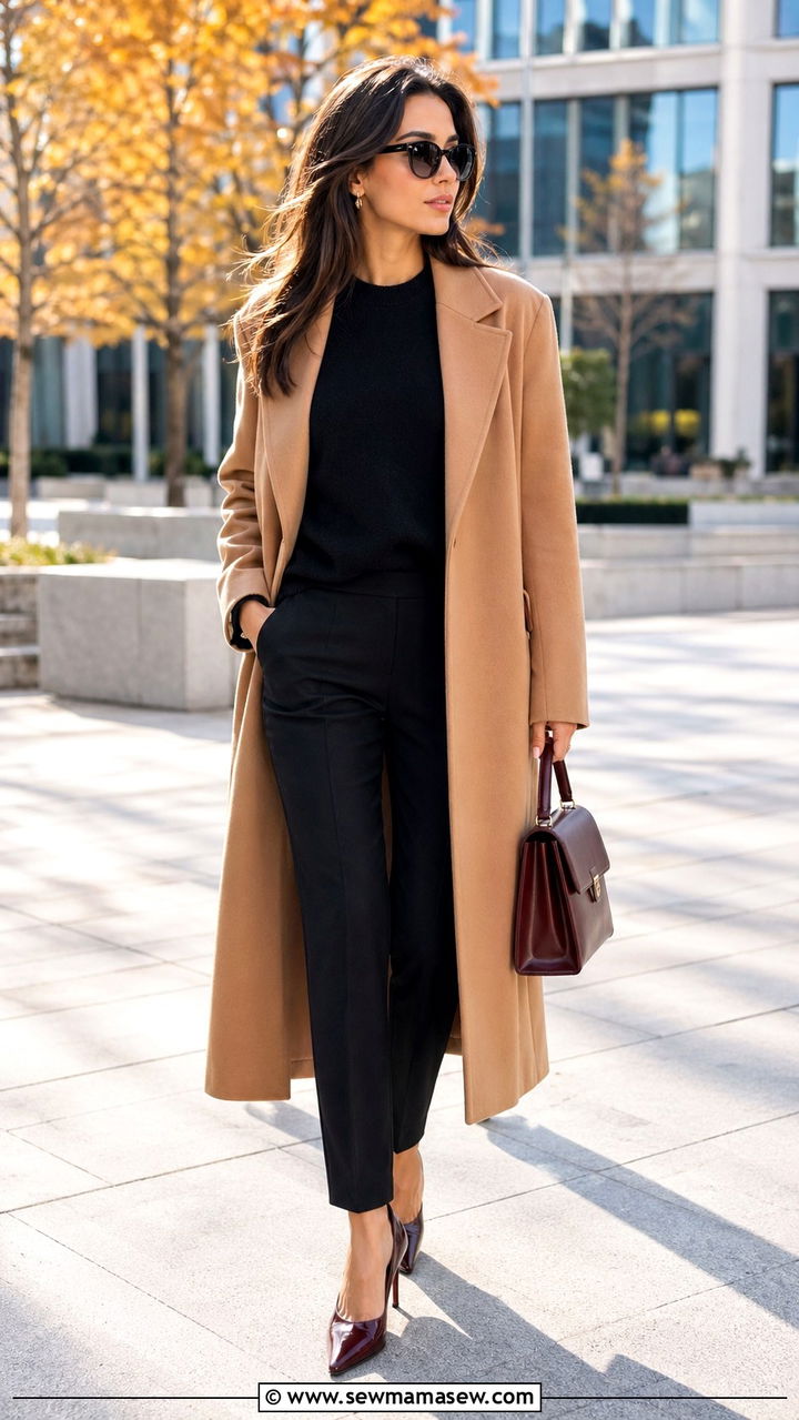 Camel coat oxblood accessories all black outfit - 40 All oxblood outfit ideas