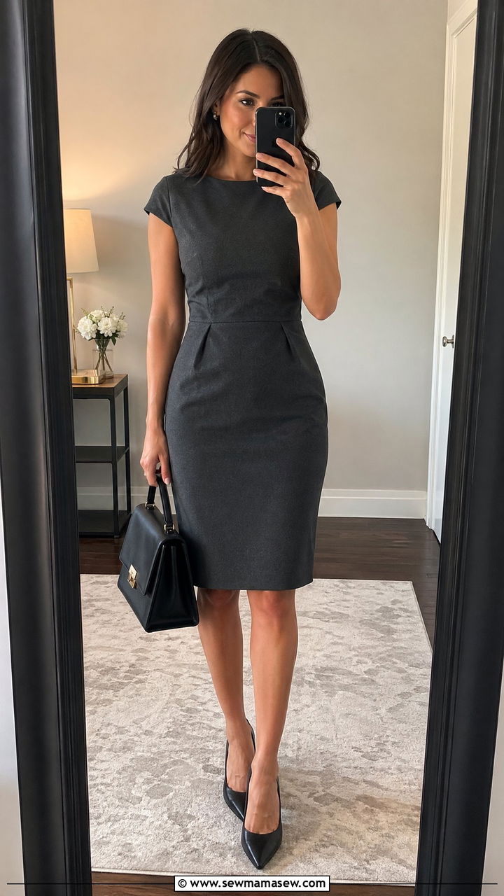 Cap sleeve sheath and pointed toe pumps work outfit for women - 35 work outfits for women